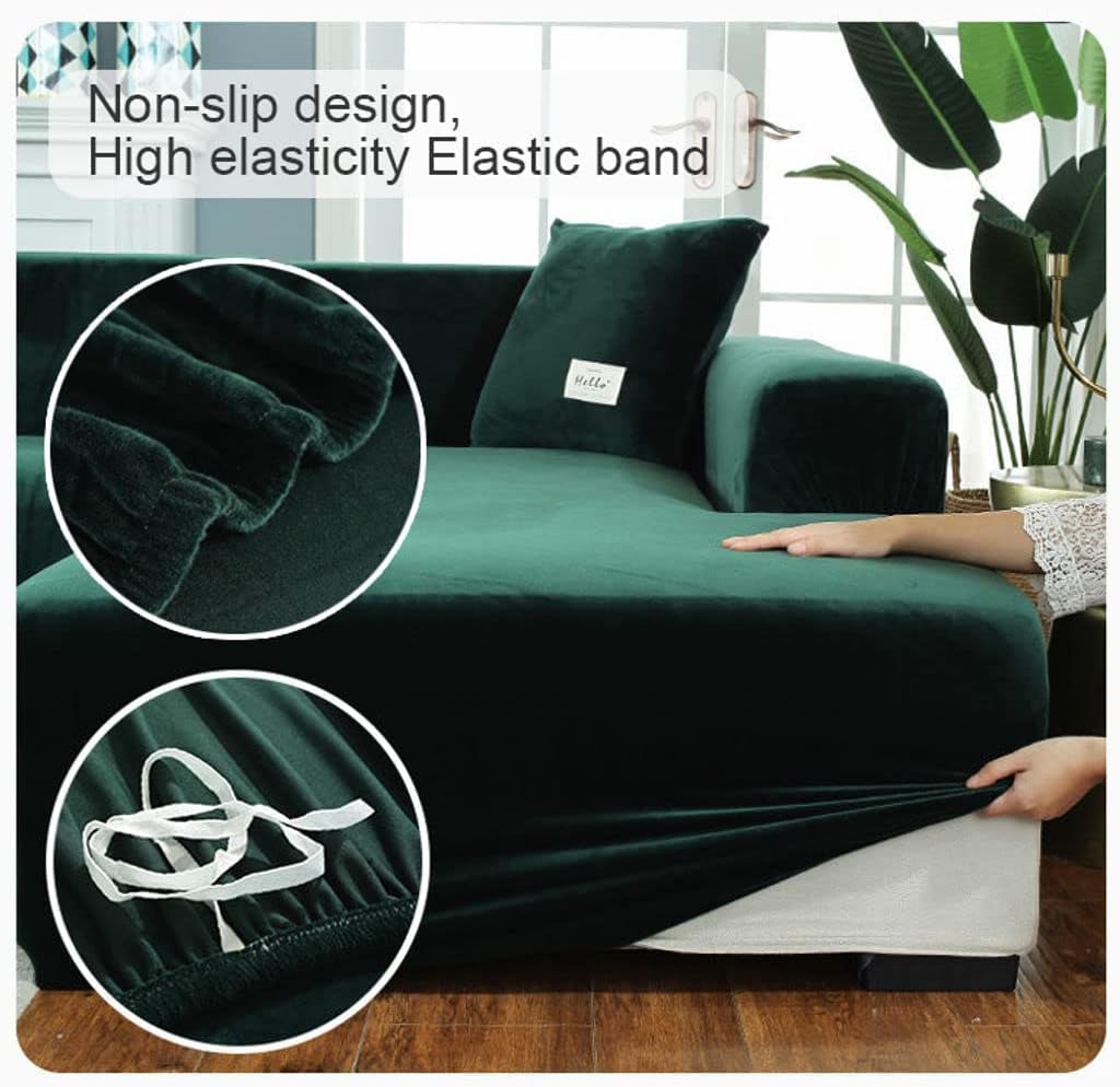 Funda de terciopelo para sofá en forma de L, 1, 2, 3, 4 plazas, funda elástica para sofá seccional, protector de muebles antideslizante para niños,