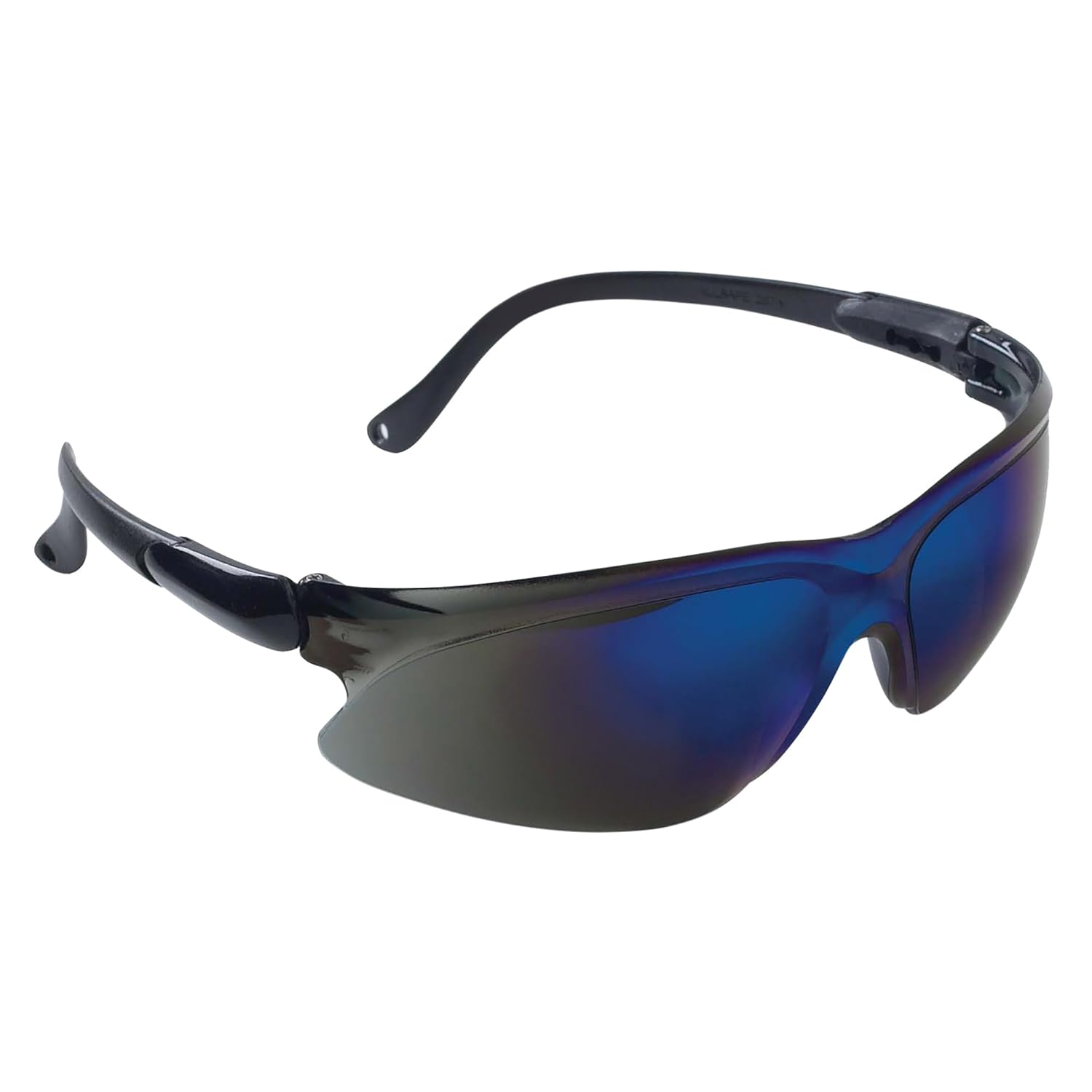 KleenGuard Visio – Gafas de seguridad (14475), gafas económicas, protección UV, lentes de espejo azul, patillas negras extensibles de 3 puntos, 12