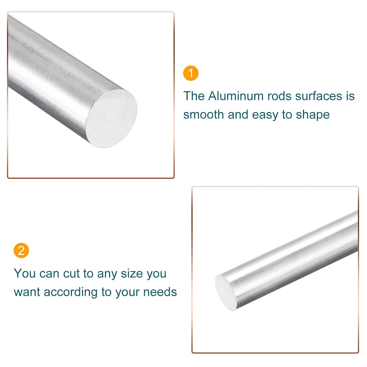 MECCANIXITY Varilla redonda sólida de aluminio de 0.394 in de diámetro, 11.811 in de longitud, para manualidades, paquete de 2 unidades