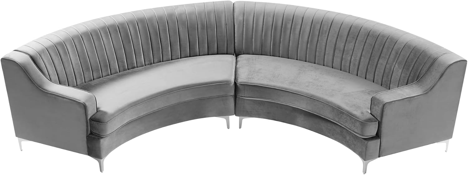 Yoglad Sofá modular curvado tapizado, sofá semicírculo de estilo moderno, sofá copetudo con patas de metal, sofá circular con almohadas Villose para