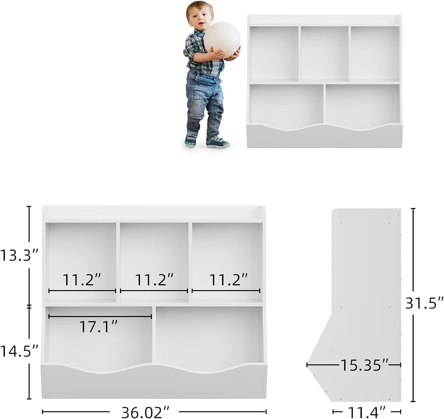 Estantería de juguetes y estantería para niños y niñas, estante múltiple con organizador de cubos para almacenamiento de libros y juguetes, para