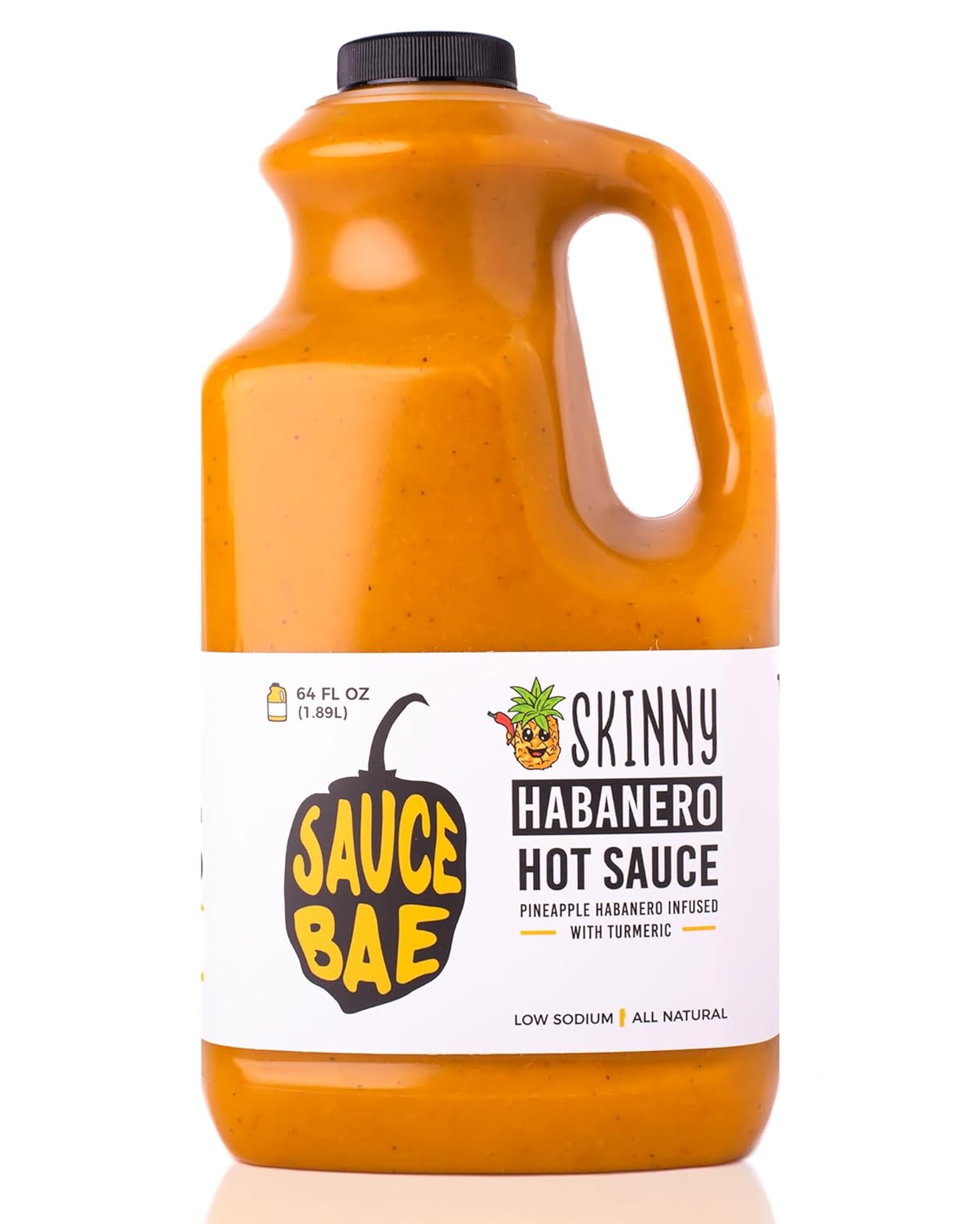 Salsa Bae Skinny Habanero salsa picante – Hecho con cúrcuma, bajo sodio, toque de dulzura con la patada perfecta – 64 oz