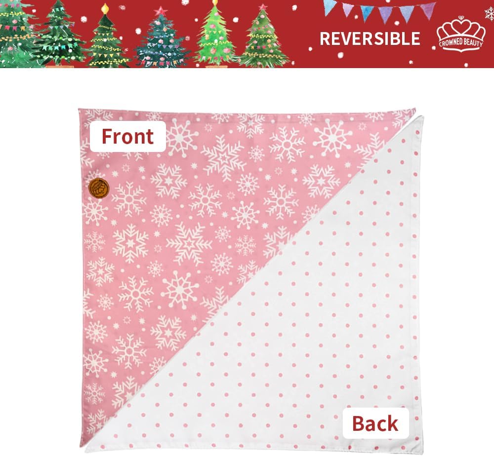 CROWNED BEAUTY Bandanas navideñas reversibles para perros, paquete de 2 unidades, juego de invierno fantasma, bufandas triangulares ajustables para