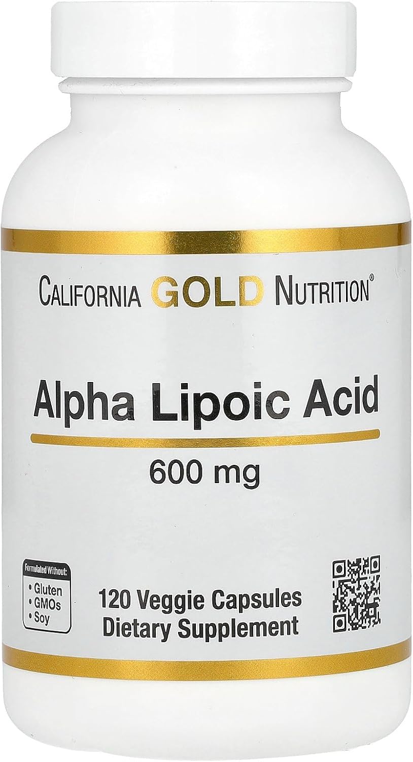 California Gold Nutrition Ácido alfa lipoico, 600 mg, 120 cápsulas vegetales