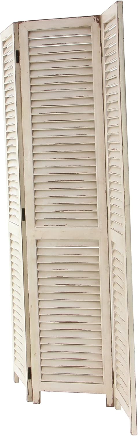 Biombo de 3 paneles, de madera, de la marca Deco 79., Madera, Negro, talla única