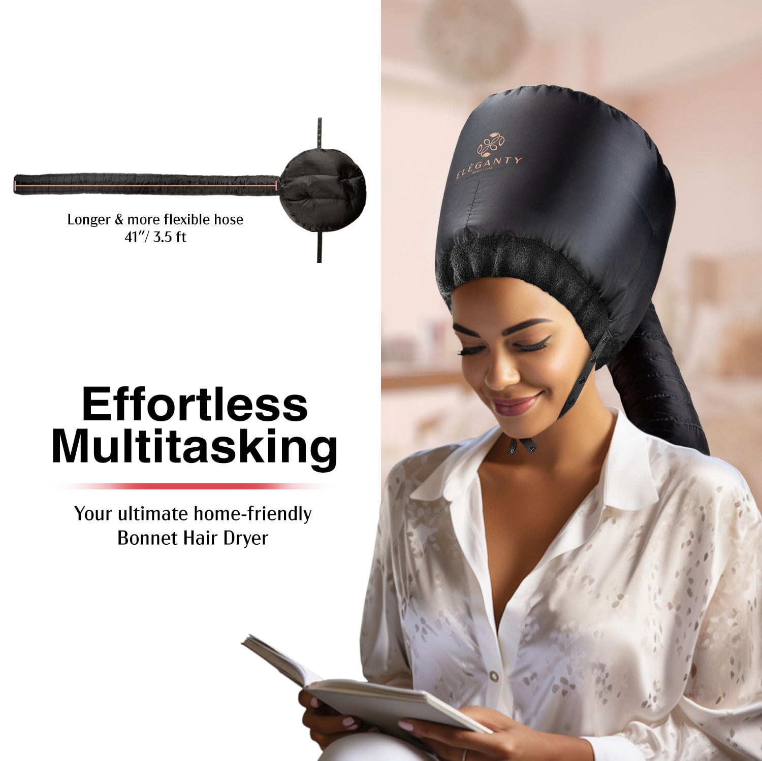 ELEGANTY Accesorio suave para secador de pelo con diadema que reduce el calor alrededor de las orejas y el cuello para disfrutar de largas sesiones,