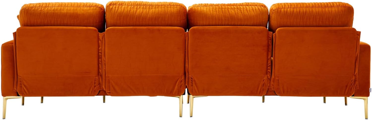 Sofá modular en forma de U de 113 pulgadas, sofá modular de terciopelo con dos otomanas y funda extraíble, sofá de asiento profundo de 4 plazas para