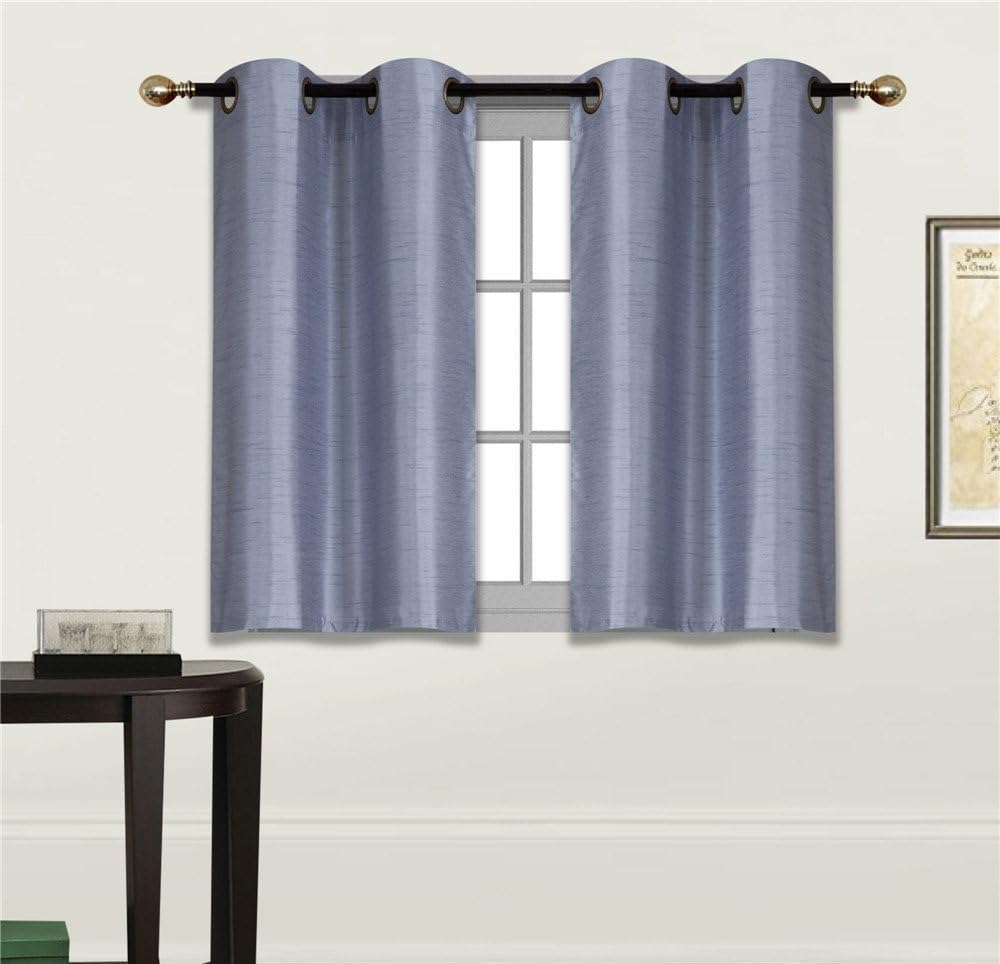 Elegant Home – Cortina opaca con aislamiento de seda sintética con ojales, 2 paneles de 28 pulgadas de ancho x 36 pulgadas de largo, cada uno para