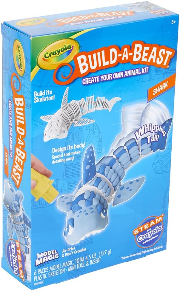 Crayola Build A Beast Shark, modelo Magic Craft Kit, regalo de Pascua para niños, 5, 6, 7, 8