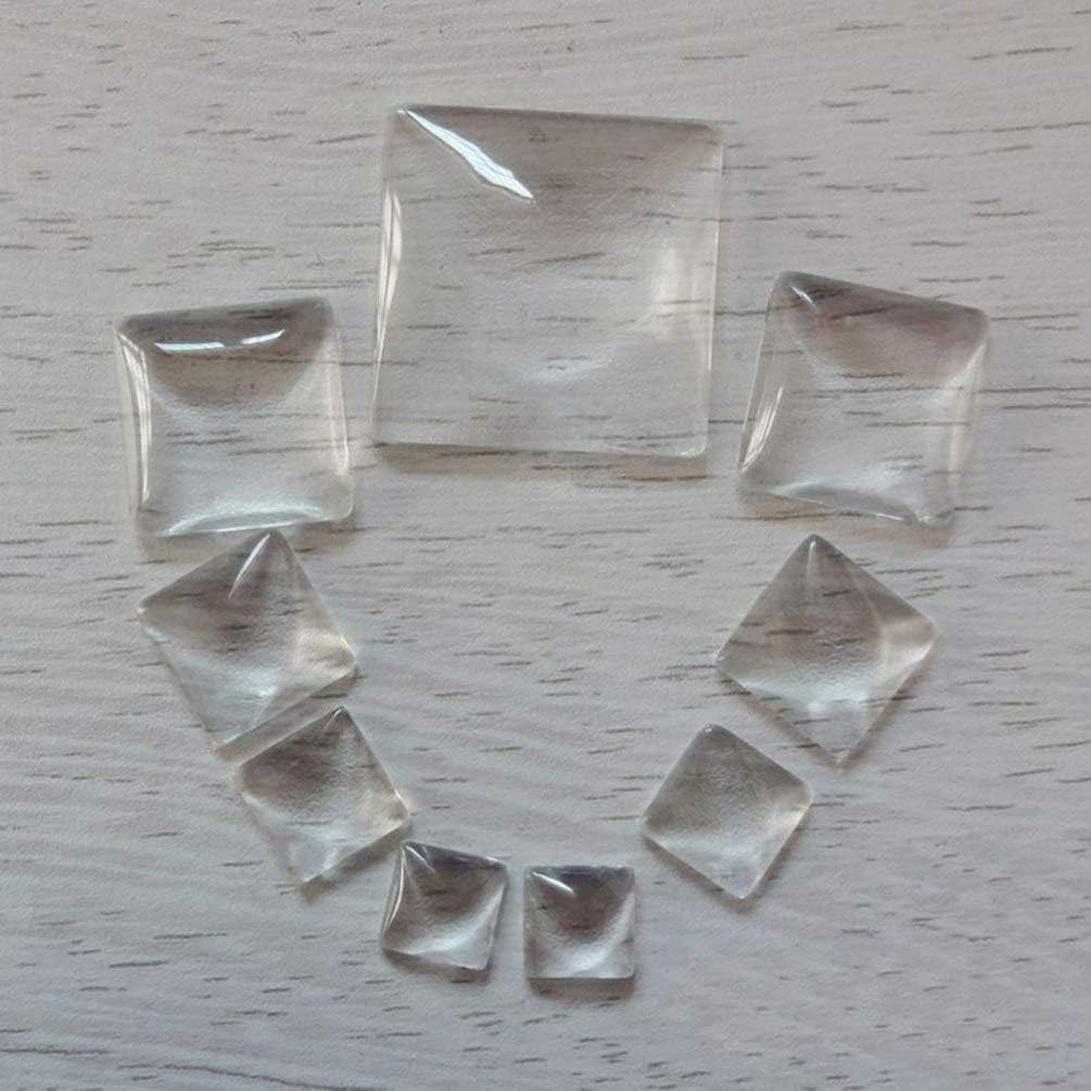 EXCEART 100 piezas de cabujones de cúpula de vidrio cuadrado con parte trasera plana de cristal transparente para foto colgante de joyería artesanal