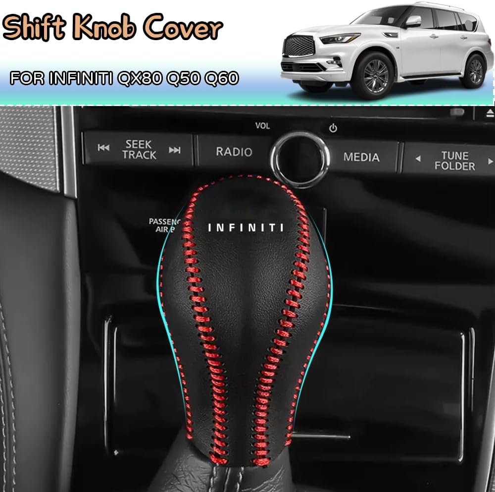 Kakash Accesorios interiores personalizados para Infiniti Q50 2018 2019 2020 2021 2022 2023 Q60 QX80, cubierta de cuero para palanca de cambios