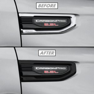 SlickMod Revestimiento de vinilo opaco cromado para GMC Sierra 1500 2019-2023 (negro brillante, 2. borde de guardabarros) SlickMod Revestimiento de vinilo opaco cromado para GMC Sierra 1500 2019-2023 (negro brillante, 2. borde de guardabarros)