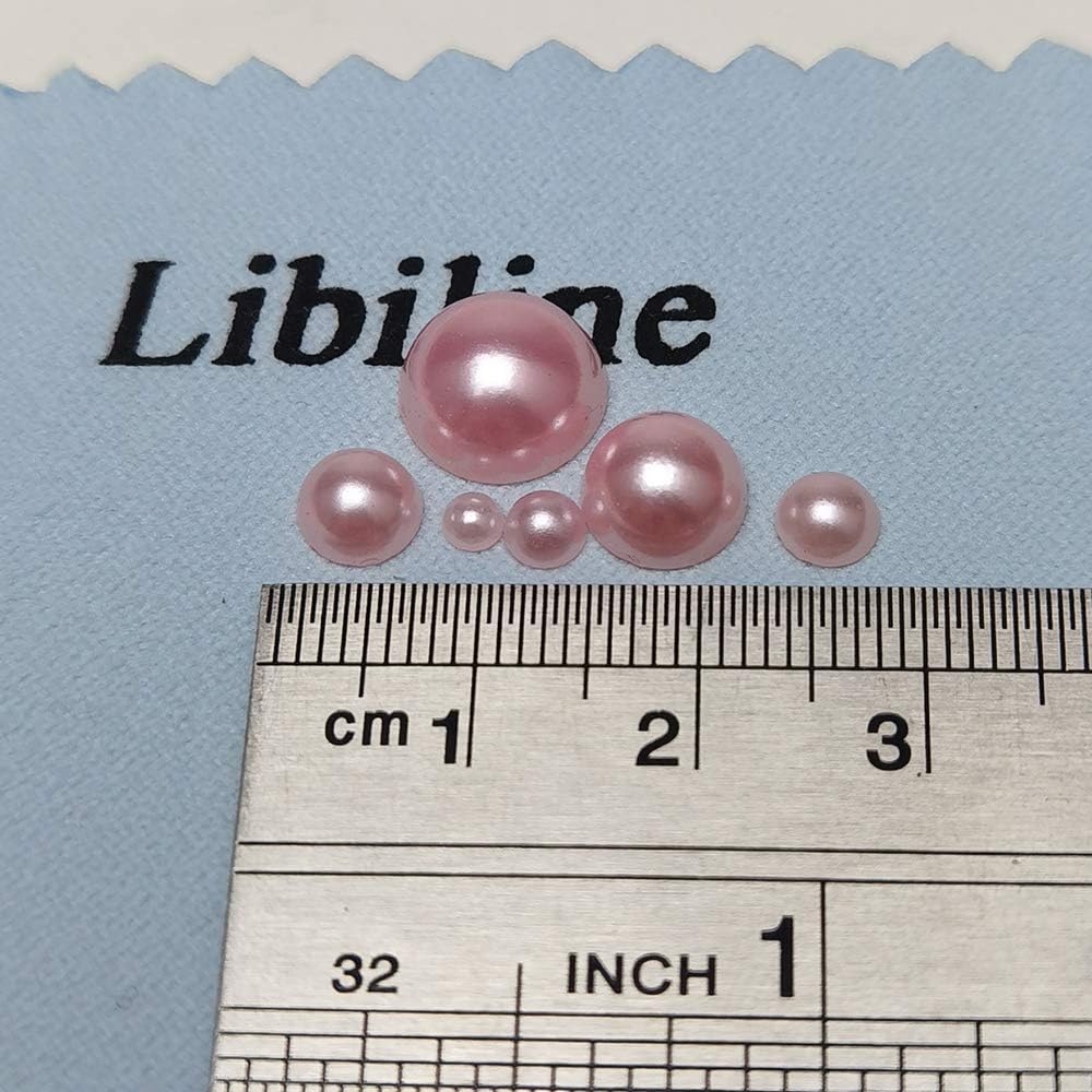 Libiline 1 caja de 1170 piezas de mezcla de tamaños redondos 345680.394in de espalda plana cuentas de media perla para adornos de boda (rosa)
