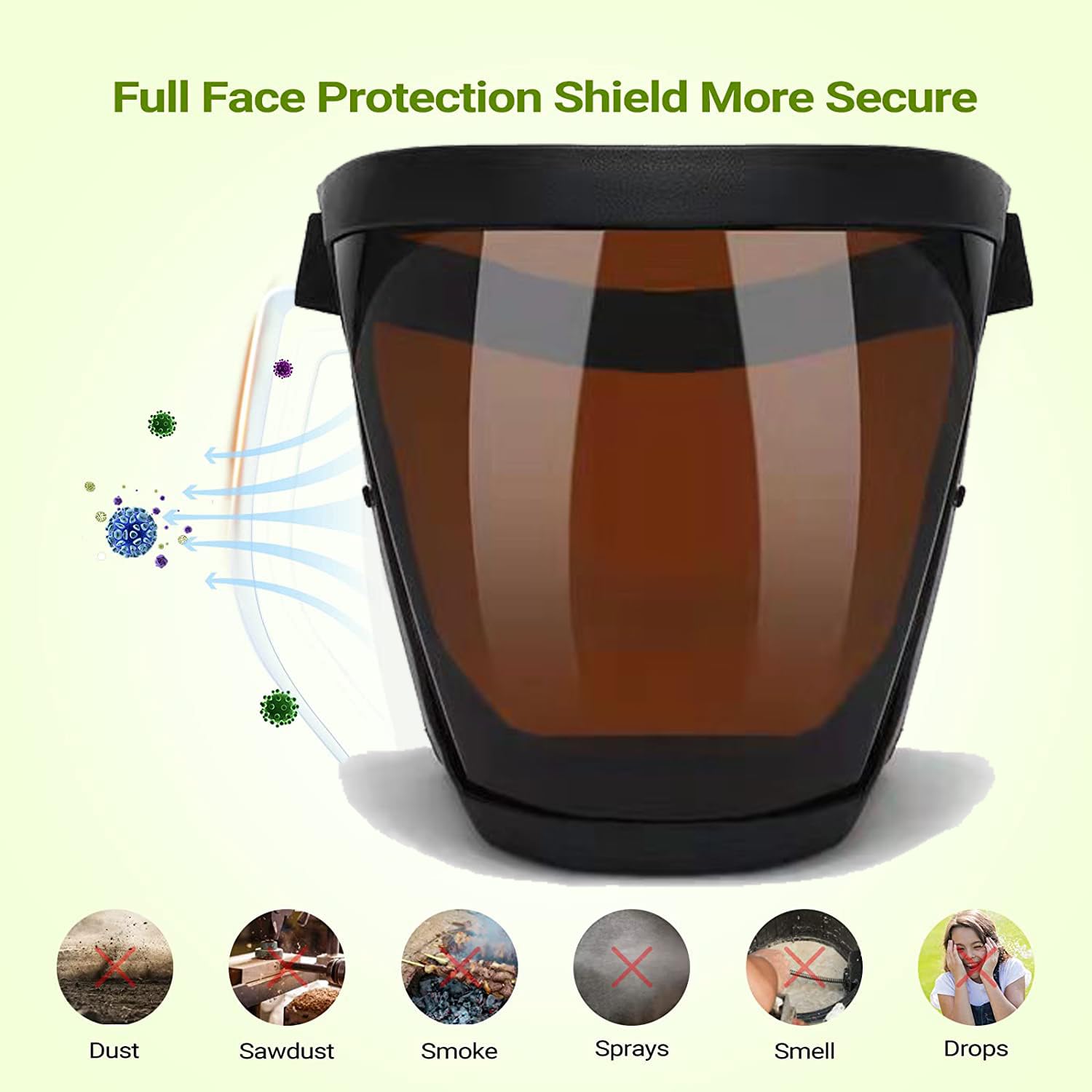 Paquete de 2 protectores faciales completos para adultos, mujeres y hombres, lavables y reutilizables, anti niebla, protector facial completo con 10