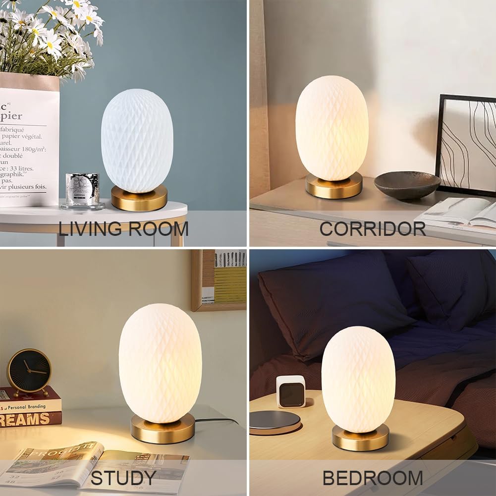 Moderna lámpara de mesa de cristal con globo de mediados de siglo, industrial regulable con control táctil, luces de escritorio, 3 niveles de