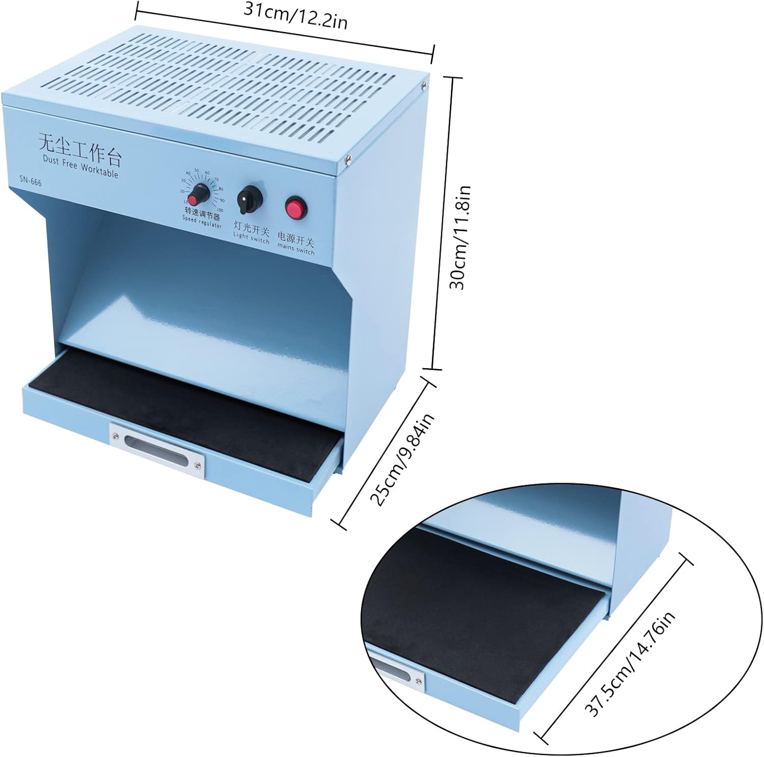 Mini mesa de trabajo de habitación libre de polvo, campana de flujo laminar portátil de 110 V, estación de trabajo limpia de flujo de aire, banco de
