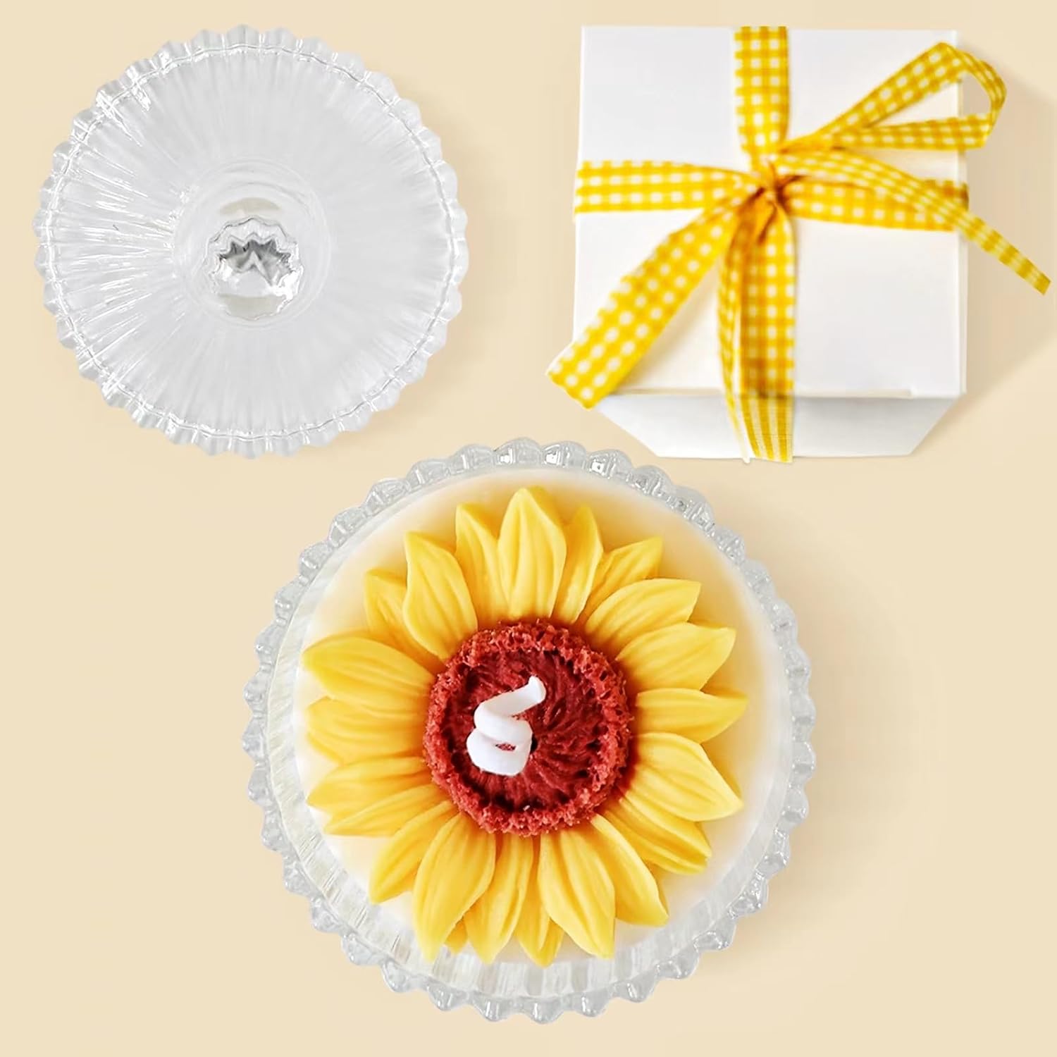 Vela de girasol amarilla en tarro de cristal, velas perfumadas lilas para decoración del hogar, regalo de Navidad de Acción de Gracias