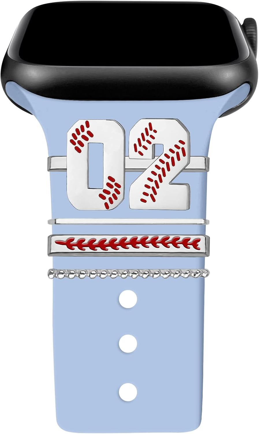 Dijes de reloj de béisbol con números para niños de 00 a 30 atletas de números decorativos compatibles con accesorios de Apple Watch de 1.772 in,