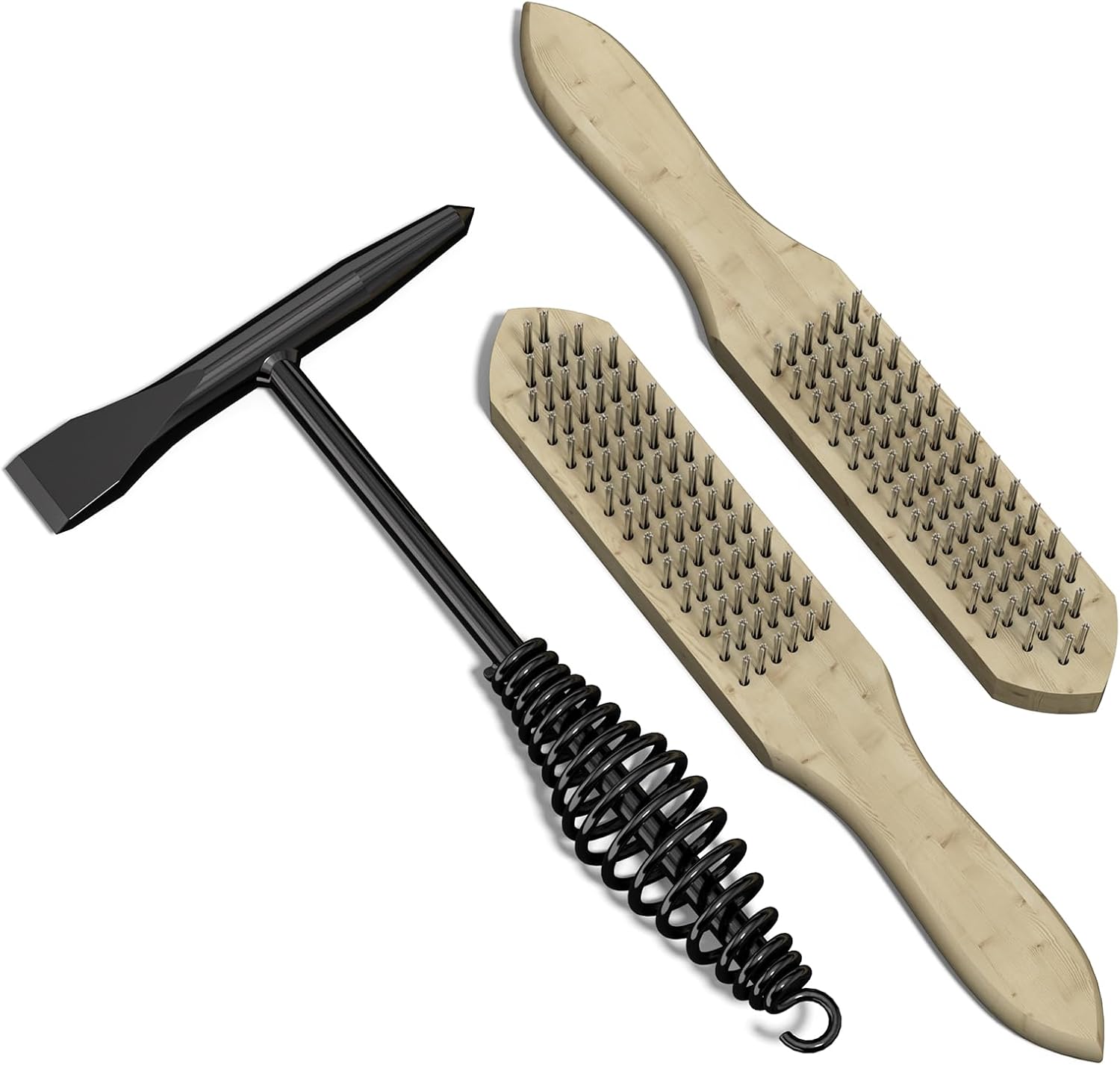 YESWELDER Martillo astillado de soldadura y cepillo de alambre, material de acero al carbono firme con mango de resorte helicoidal de absorción de