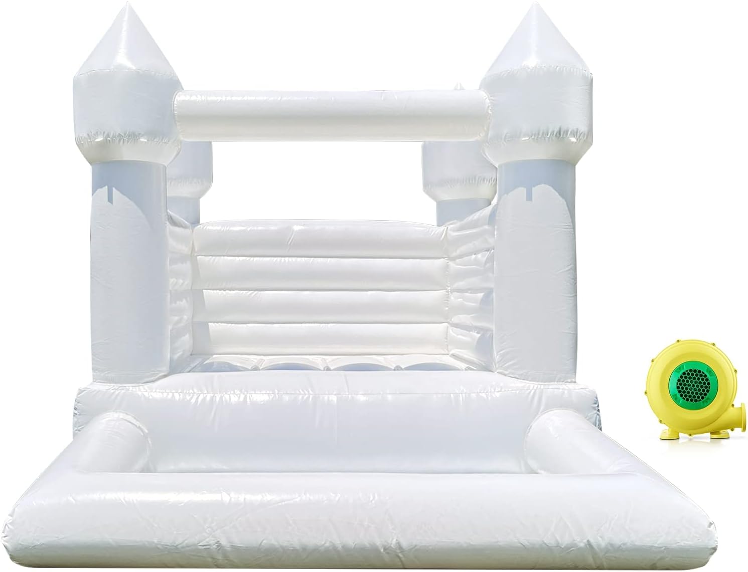 Casa de rebote blanca con soplador de aire, 8 pulgadas de largo x 10 pulgadas de ancho, castillo animoso para patio trasero del hogar, adecuado para