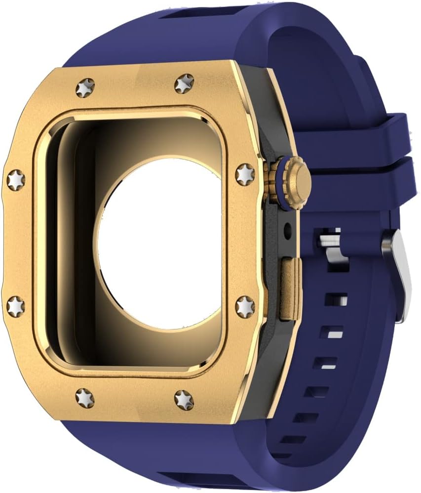 Correa de silicona con carcasa metálica para Apple Watch Series 8 7 1.772 in Modificación Mod Kit para IWatch 6 5 4 45 44 SE 1.732 in Correa de goma
