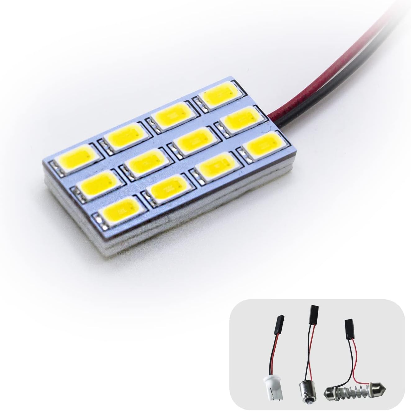 HYUGA 2 x 12SMD 5630 amarillo blanco 2700K Panel LED luz de cúpula auto auto bombilla interior del coche DC 12V-24V con adaptadores T10  BA9S