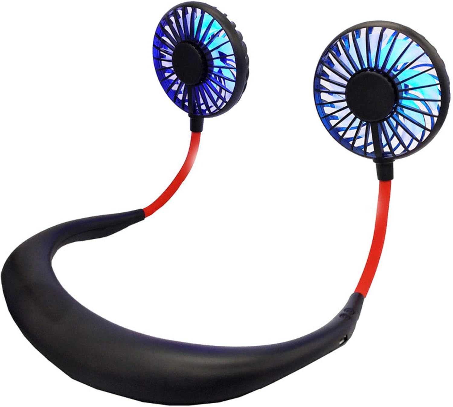 Ventilador de cuello deportivo USB, portátil recargable por USB, ventilador personal manos libres, ventilador de refrigeración portátil con doble