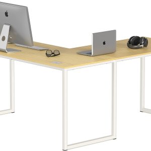 SHW Escritorio esquinero en forma de L para oficina en casa, 55 x 60 pulgadas, roble SHW Escritorio esquinero en forma de L para oficina en casa, 55 x 60 pulgadas, roble