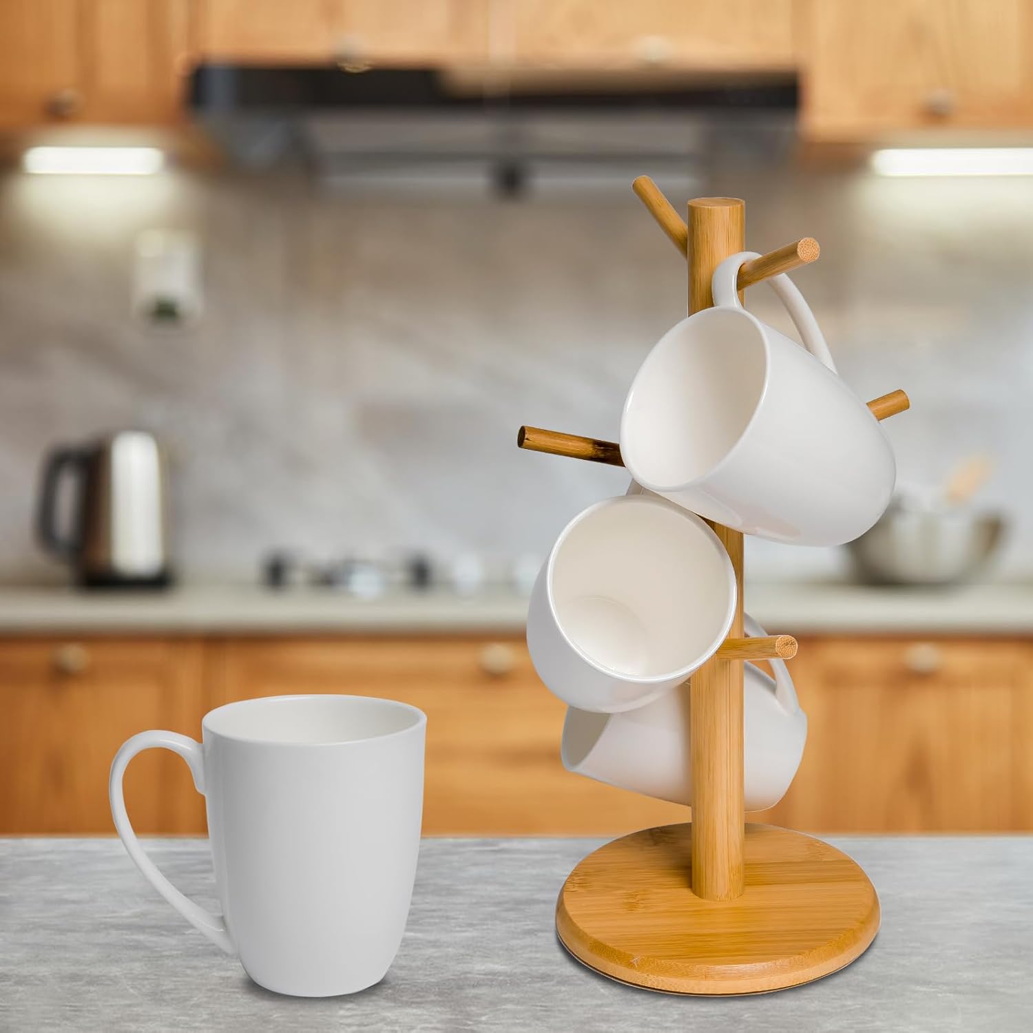 COSTMANCE Juego de 4 tazas de café de porcelana fina blanca, tazas de café blancas de 12 onzas, tazas de café elegantes y clásicas, tazas de té de