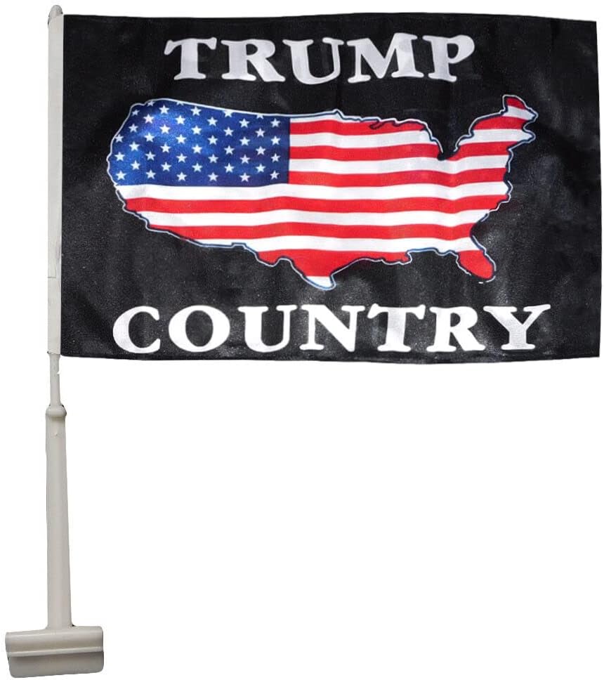Paquete de 12 banderas de nailon de doble cara Trump Country de 12 x 18 pulgadas