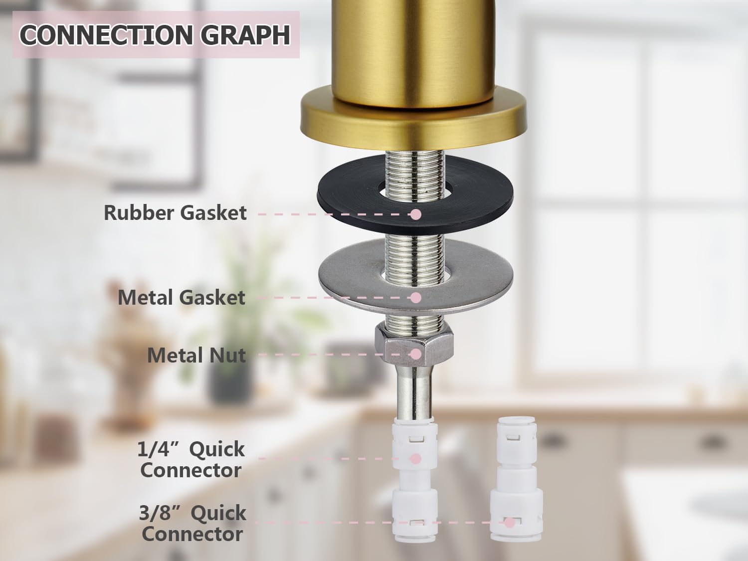 Tohlar Grifo de agua potable para fregadero de cocina, grifo de agua filtrada dorada, grifo de ósmosis inversa sin plomo, sistema de filtración de