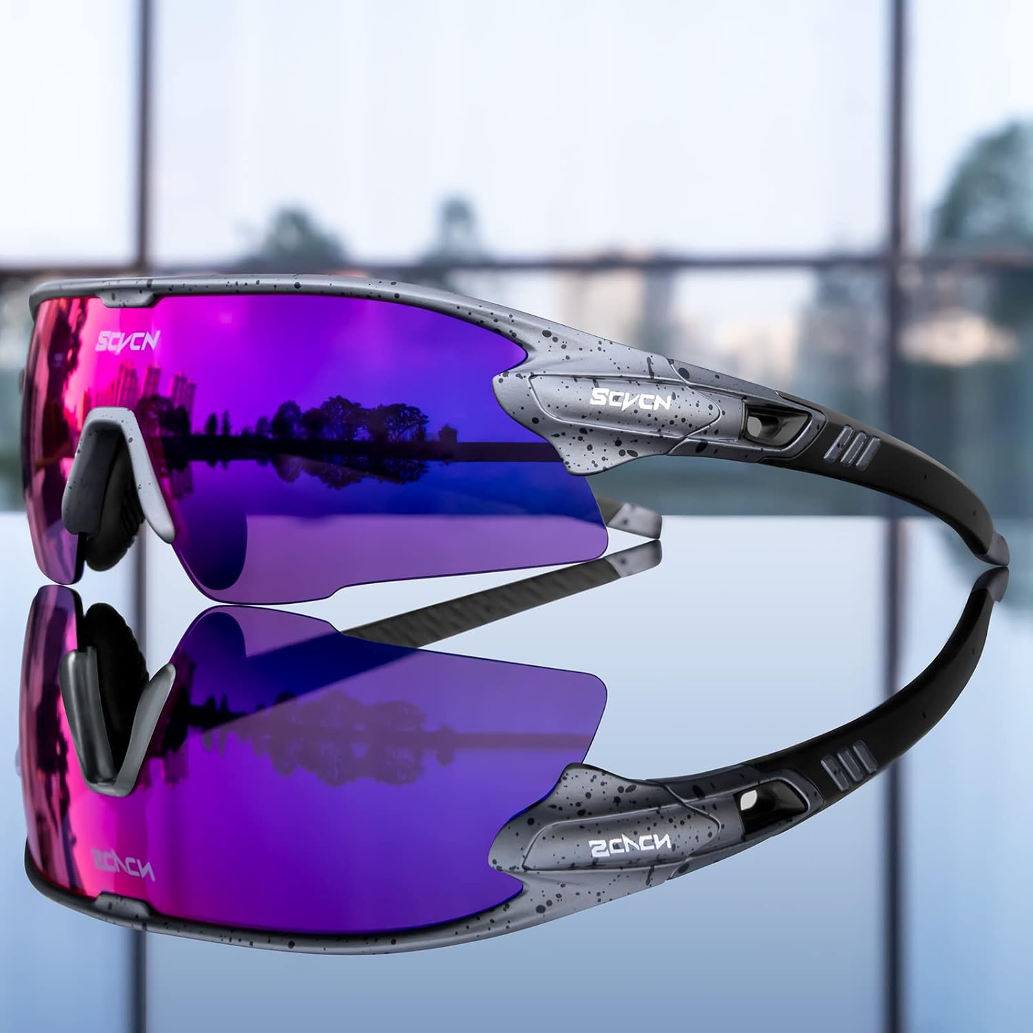 SCVCN Polarized Cycling Glasses Sports Sunglasses for Men Women UV400 bicycle MTB Mountain Bike Glass with 3 Lenses