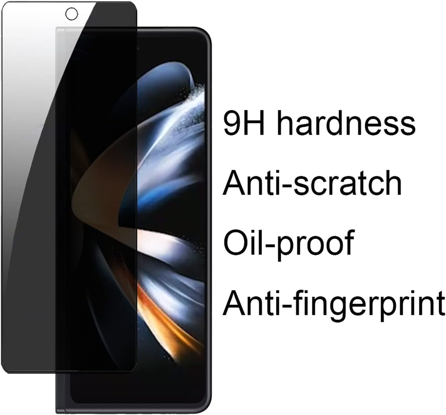 BYIUIHS Paquete de 2 protectores de pantalla de vidrio templado de privacidad diseñados para Galaxy Z Fold 4, antiespía, protector de pantalla de