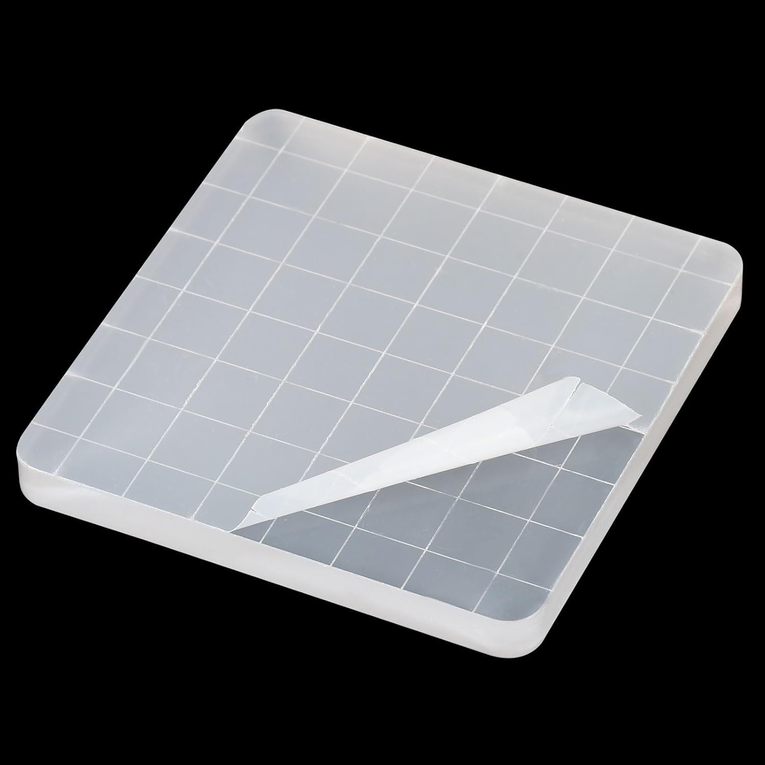 PATIKIL Bloque de sello acrílico, paquete de 7 bloques de estampado transparentes con líneas de cuadrícula, bloques de montaje decorativos, juego