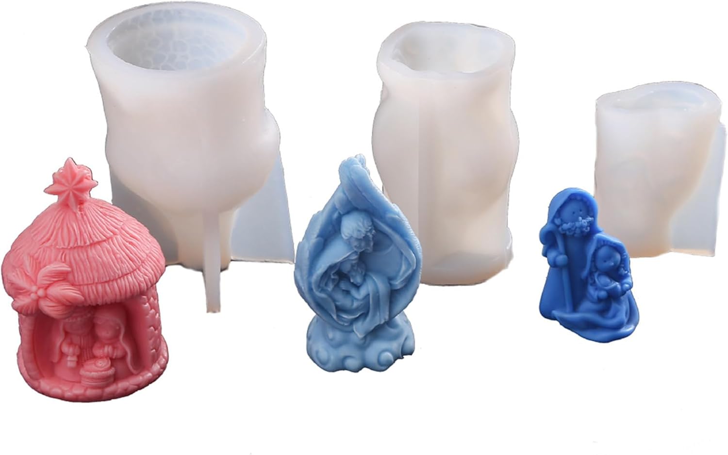 Religión Natividad Estatua de Silicona Molde de Aromaterapia Vela Yeso DIY Resina Epoxi Molde de Fundición de Escritorio Ornamento