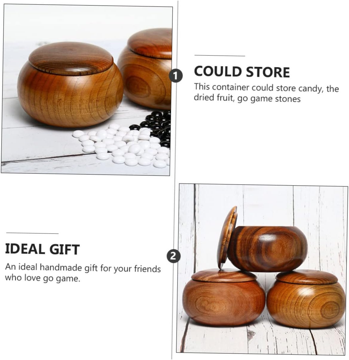 Abaodam 1pc Jujube Wood Go Jar Chess Bowl Chess Game Supply Formula Container Bamboo Storage Jar Go Game Board Jujube Bowl Wood Serving Bowl Double