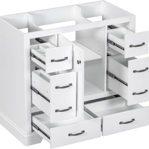 Harper & Bright Designs Tocador de baño de 36 pulgadas sin fregadero, gabinete de baño de madera independiente con 6 cajones y un gabinete con Harper & Bright Designs Tocador de baño de 36 pulgadas sin fregadero, gabinete de baño de madera independiente con 6 cajones y un gabinete con