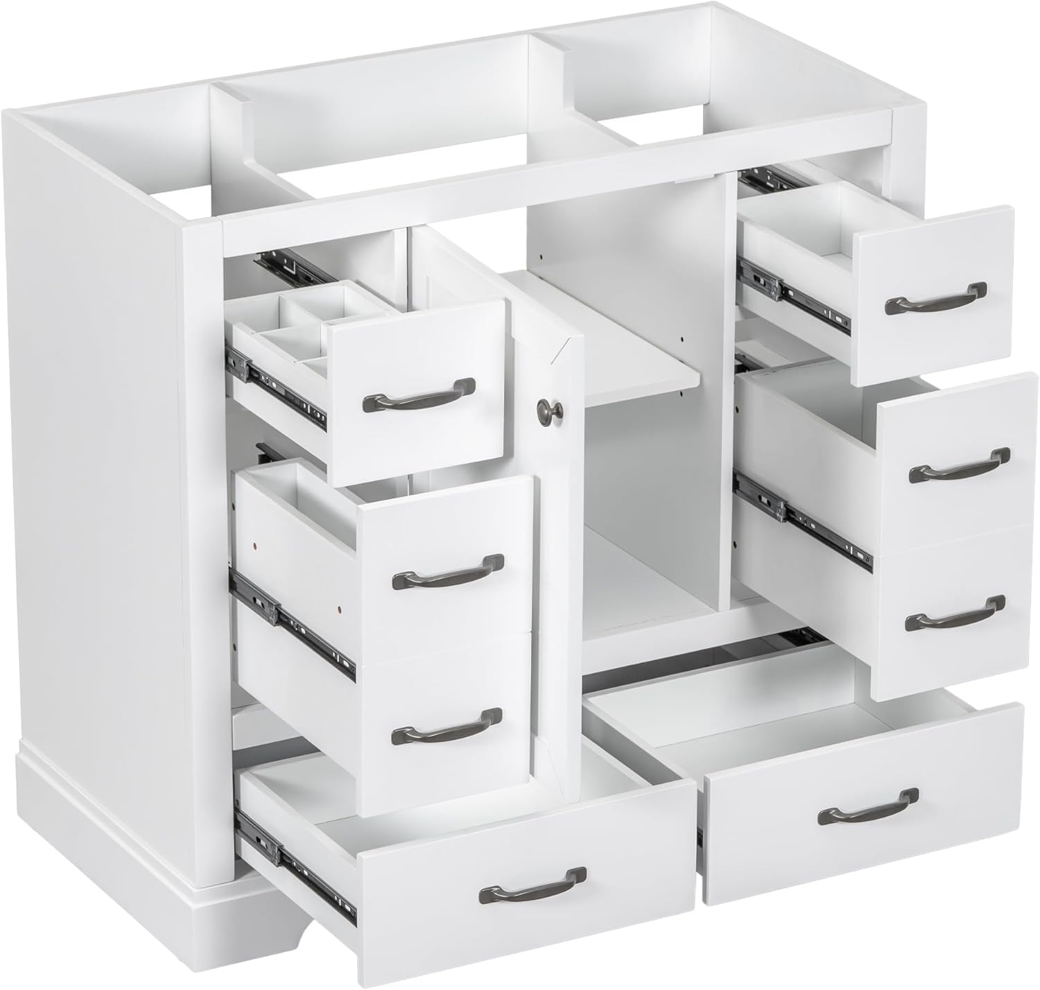 Harper & Bright Designs Tocador de baño de 36 pulgadas sin fregadero, gabinete de baño de madera independiente con 6 cajones y un gabinete con