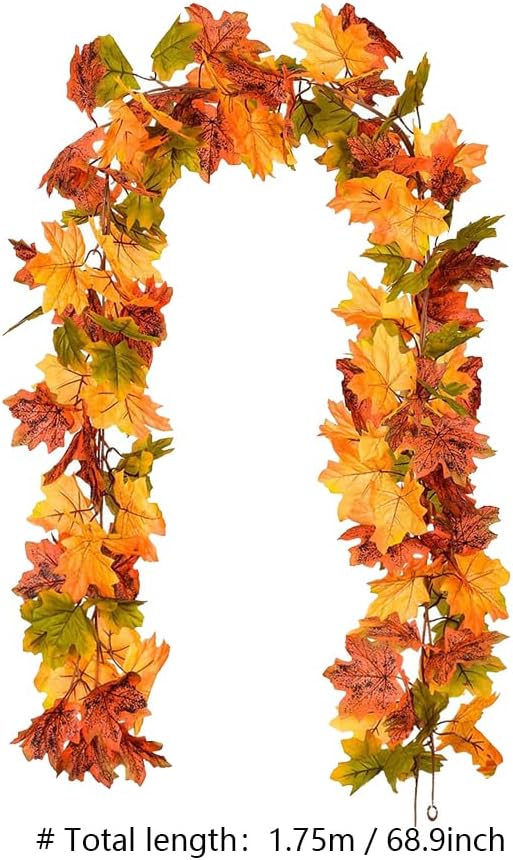 Guirnalda de hojas de arce de otoño, guirnalda de plantas de folia, hoja de arce e guirnalda de hojas de arce de otoño para boda, fiesta, hogar