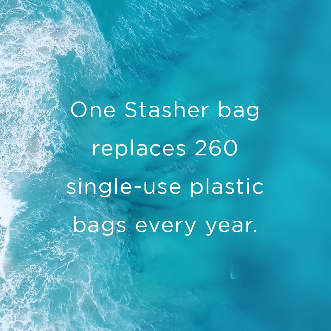 Stasher Bolsa de almacenamiento de silicona reutilizable, contenedor de almacenamiento de alimentos, apto para microondas y lavavajillas, sin fugas,