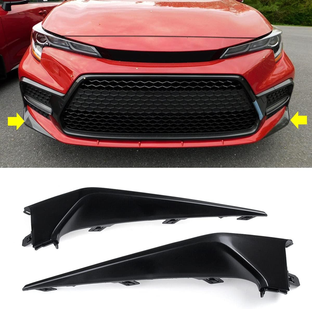 Moldura de parachoques delantero compatible con Toyota Corolla SE XSE 2020 2021 de repuesto para conductor y pasajero, cubierta divisora de labio
