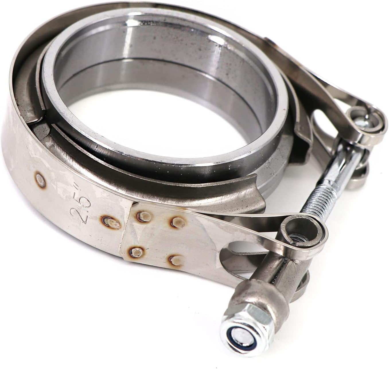 Abrazadera de perno de banda en V de acero inoxidable de 2.5 pulgadas con 2 piezas de bridas macho hembra kit para tubos de escape Turbo