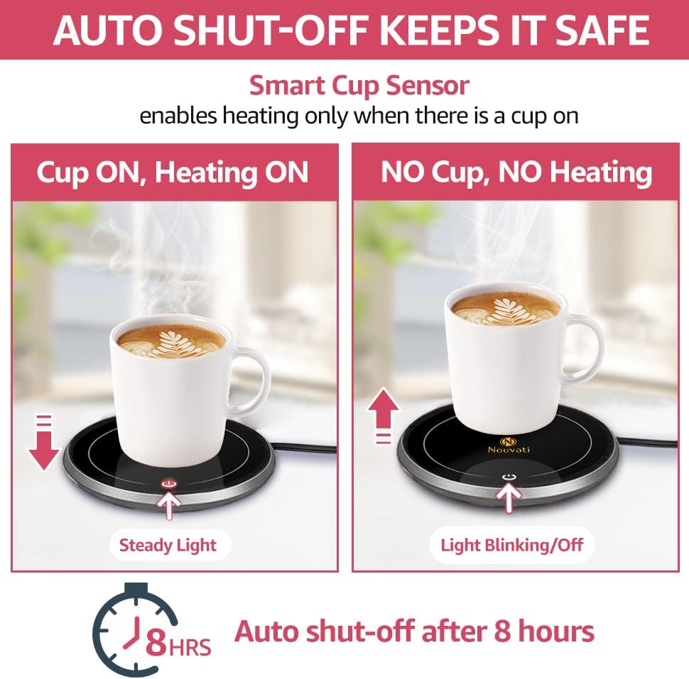 Calentador de cera 4 en 1, calentador de velas, calentador de taza y café para escritorio apagado automático excelente calefacción, sensor avanzado,