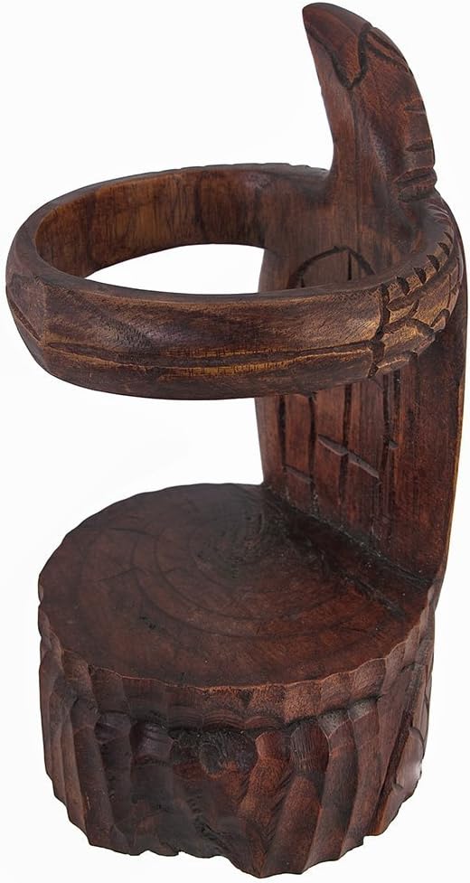 OMA Soporte para botella de vino de tortuga tallada en madera maciza Decoración de tortuga marina