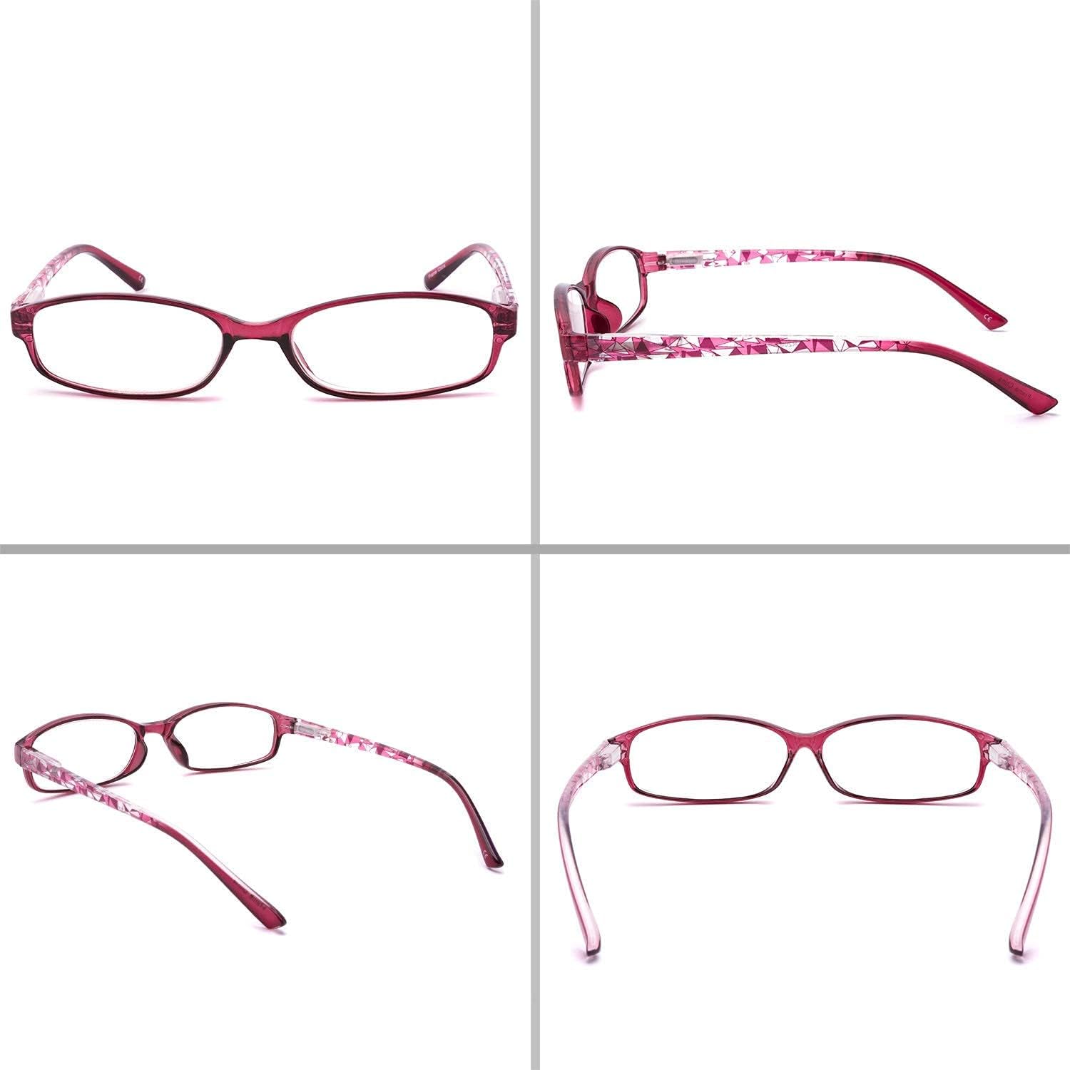 IVNUOYI Paquete de 4 lentes de lectura con bloqueo de luz azul, lectores de bisagra de resorte para mujer con patrón impreso, anteojos UV
