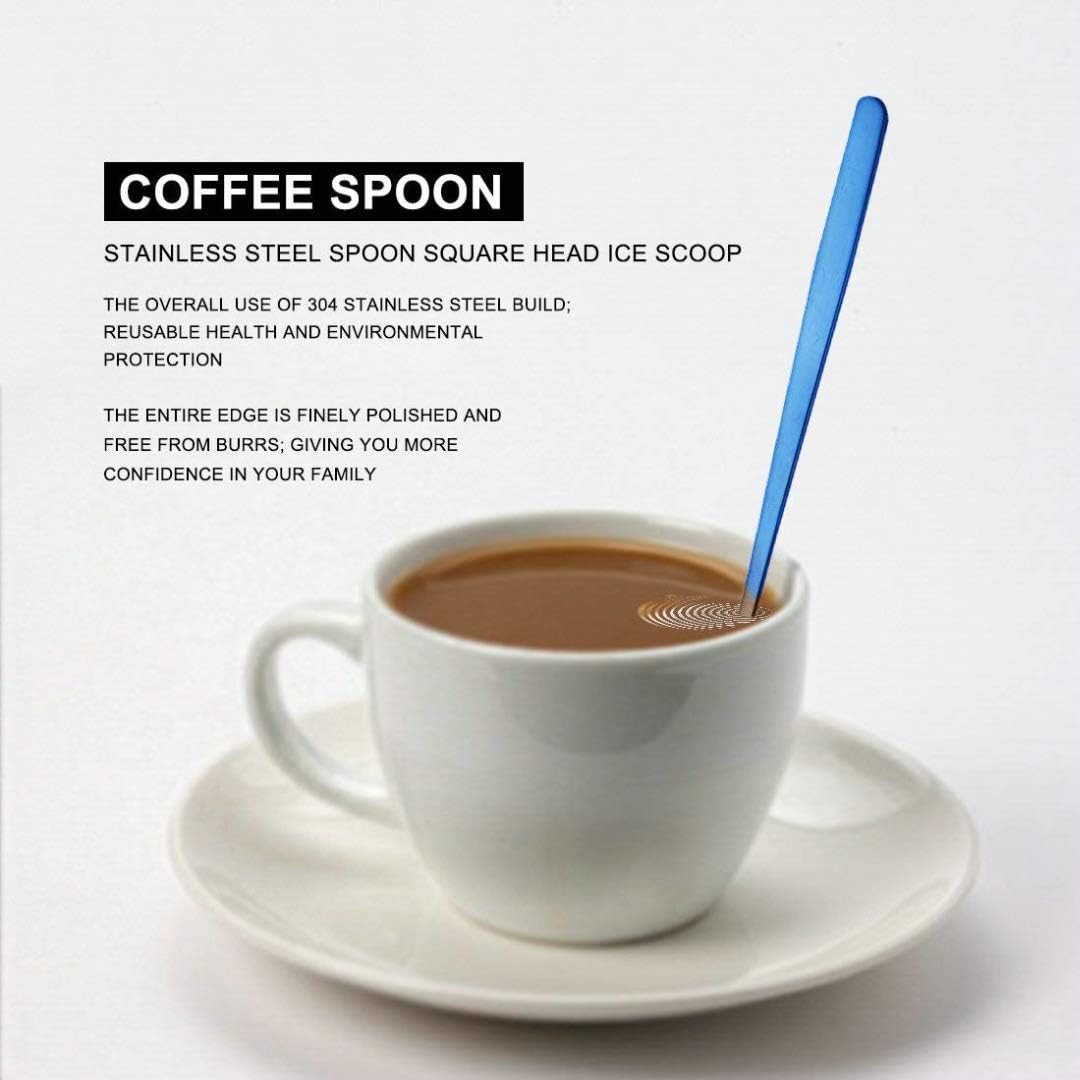 COMIART – Cucharas de té helado de mango largo para mezclar, 6.7 pulgadas, cabeza cuadrada, cucharaditas de café, cucharas de cóctel, ideal para uso