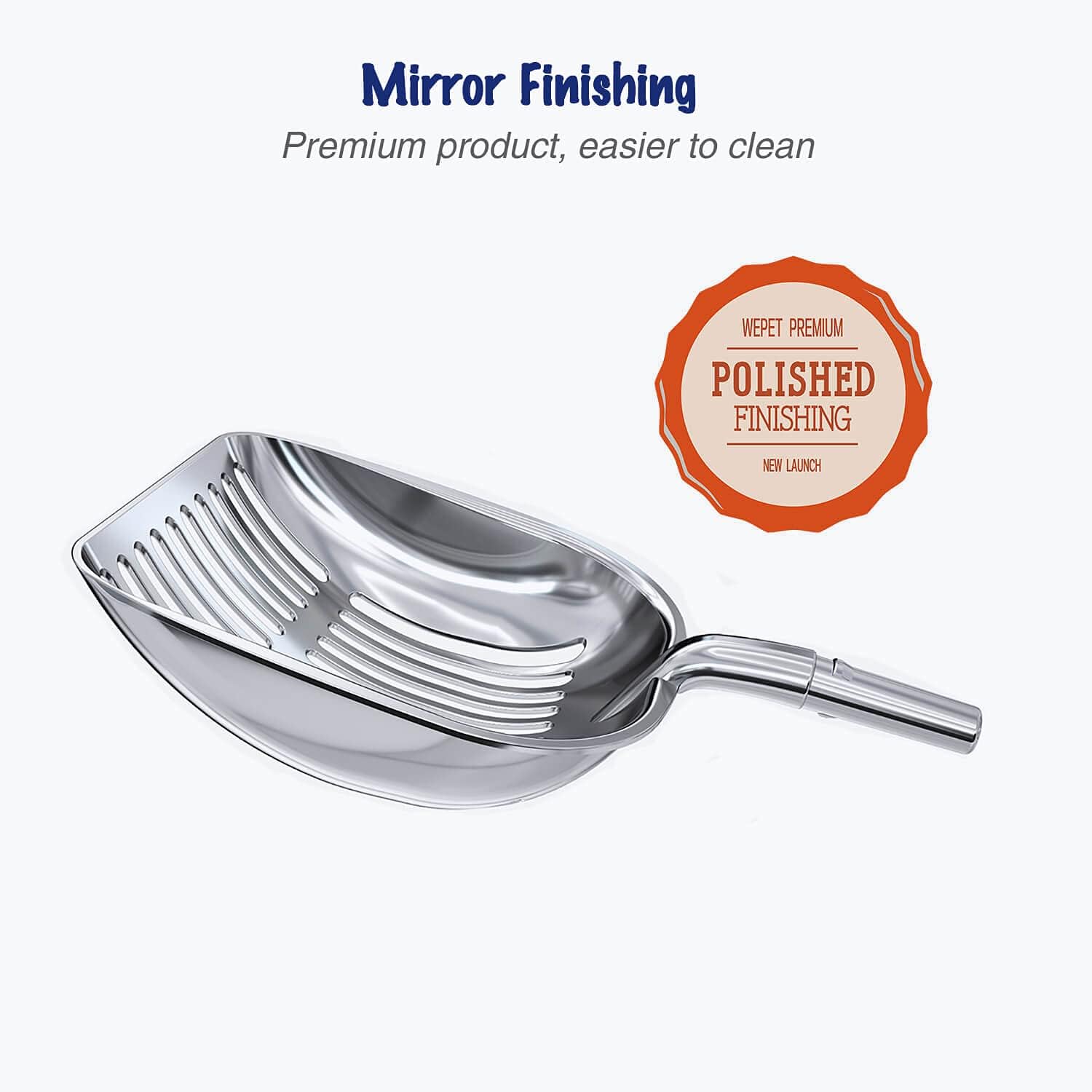 WePet Cuchara de arena para gatos, tamiz de aleación de aluminio, pala de metal para gatitos, pala profunda, mango largo, tamizado de excrementos,