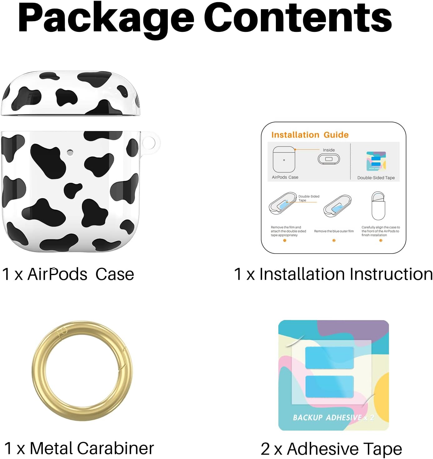 NIUTRENDZ Linda funda con estampado de vaca para AirPods, diseño IMD duro TPU a prueba de golpes LED frontal visible carga inalámbrica Funda