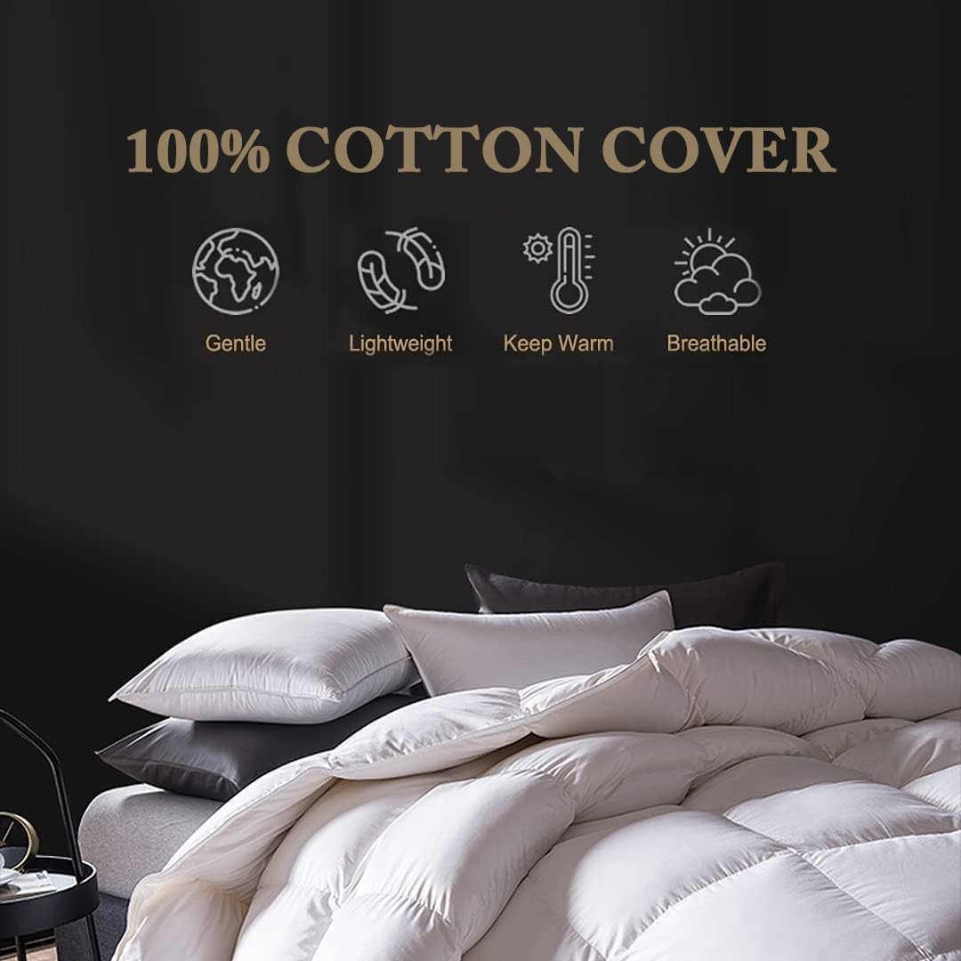 DWR Edredón de plumón prémium de 90 x 90 pulgadas, funda de algodón 100% agradable a la piel, acolchado de peso medio para todas las estaciones