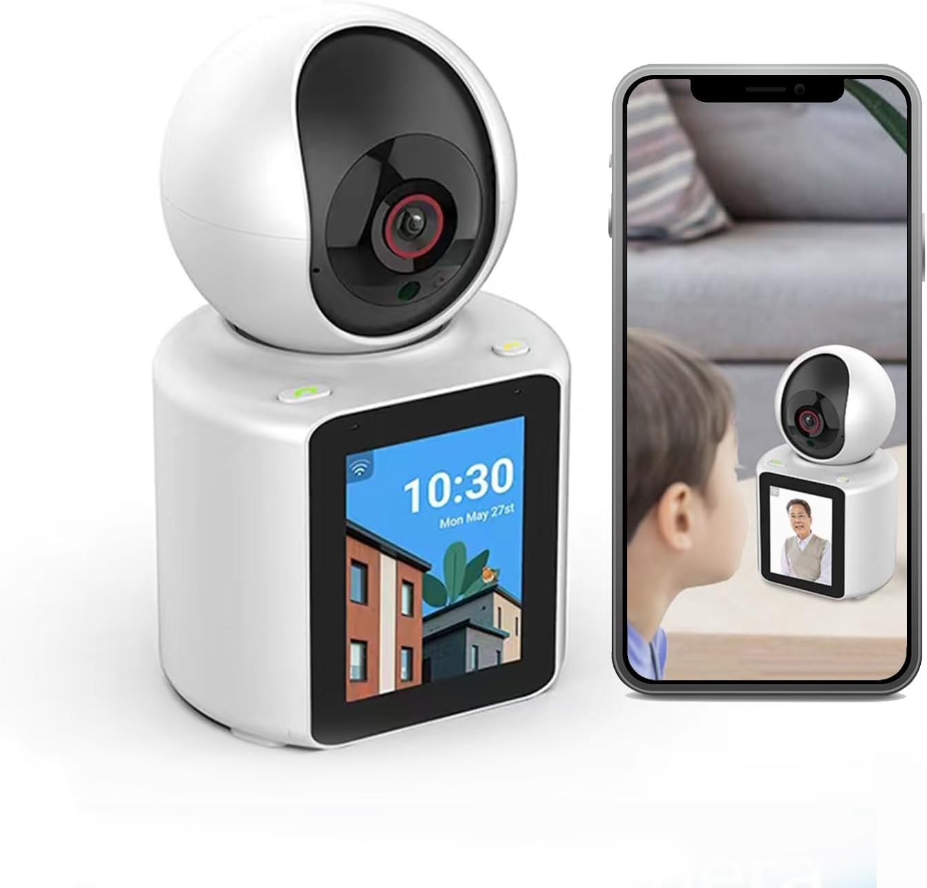 Cámara de videollamadas con pantalla HD de 2.8 pulgadas, cámara de video interior 1080P llamada activa con aplicación de teléfono, cámara para